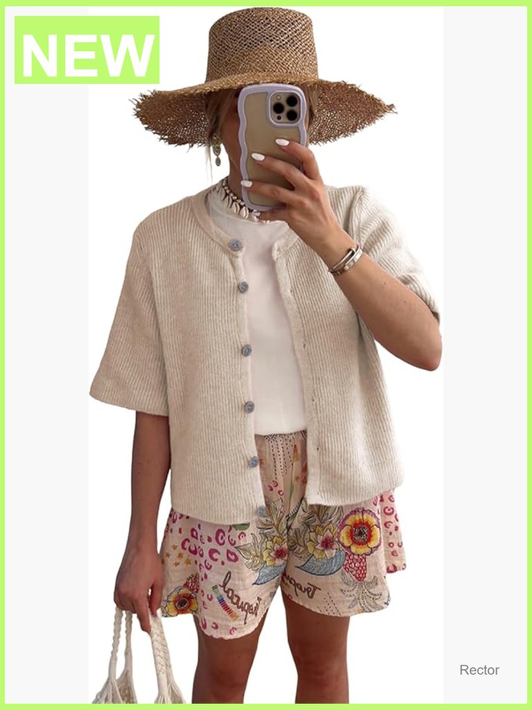 Lightweight Short Sleeve Button-Down Cardigan Sweater Xs
